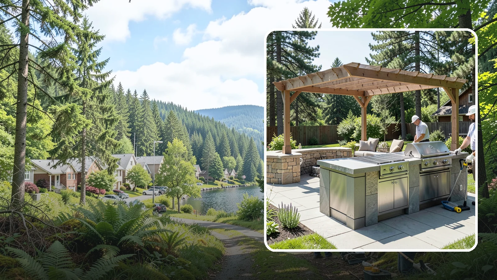Built-in BBQ Installation in Lake Forest Park, King County, WA - Built-in grill islands that give you a permanent, polished cooking station right on your patio.