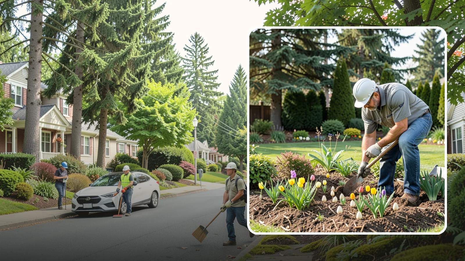 Bulb Planting in Beaux Arts Village, King County, WA - Spring and seasonal bulbs planted in fall for waves of early color when the garden needs it most.