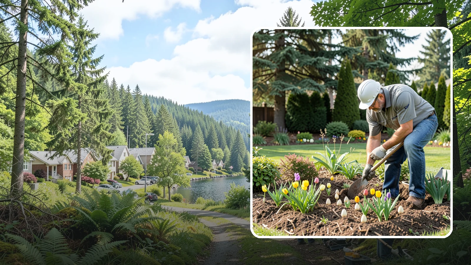 Bulb Planting in Lake Forest Park, King County, WA - Spring and seasonal bulbs planted in fall for waves of early color when the garden needs it most.