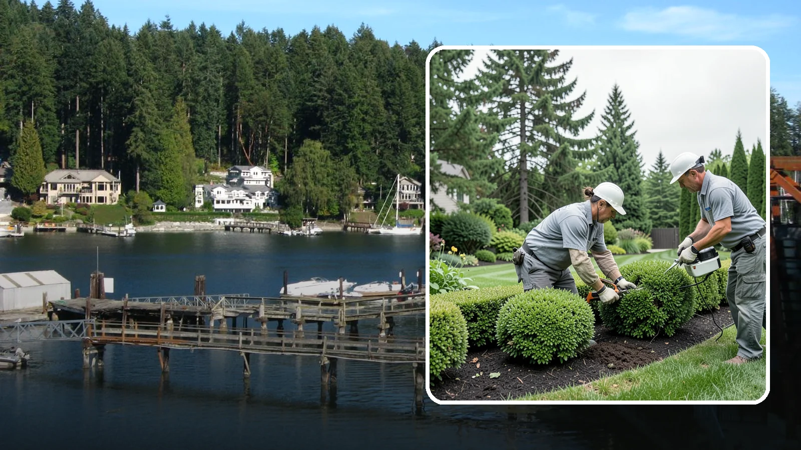 Bush Shaping in Gig Harbor, Pierce County, WA - Detailed shaping of bushes and shrubs into clean, defined forms that suit your landscape style.