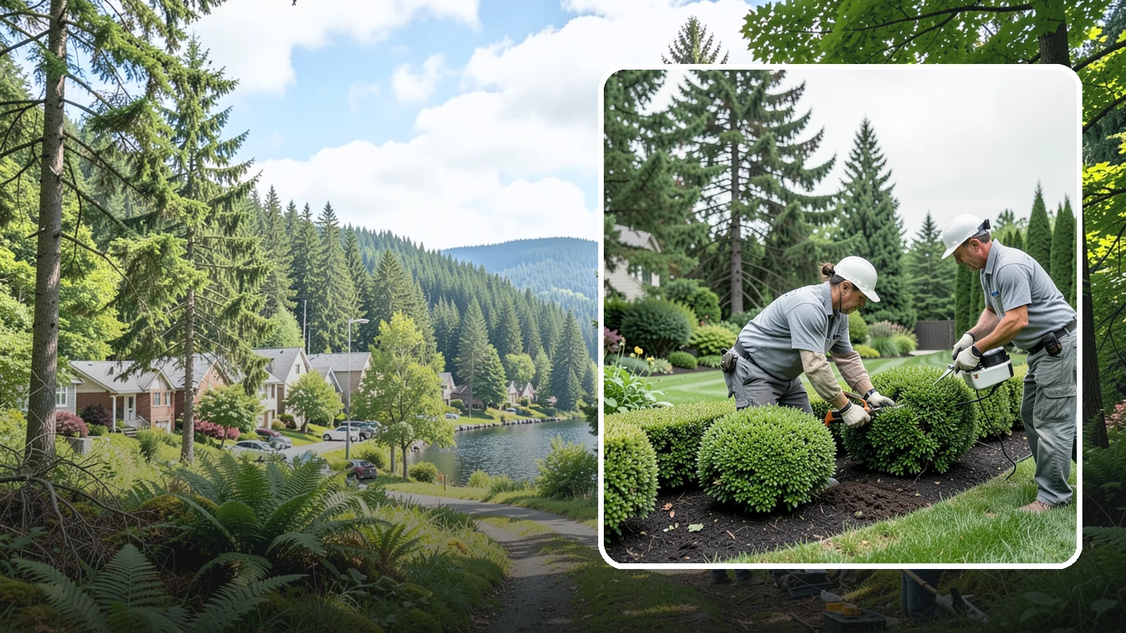 Bush Shaping in Lake Forest Park, King County, WA - Detailed shaping of bushes and shrubs into clean, defined forms that suit your landscape style.