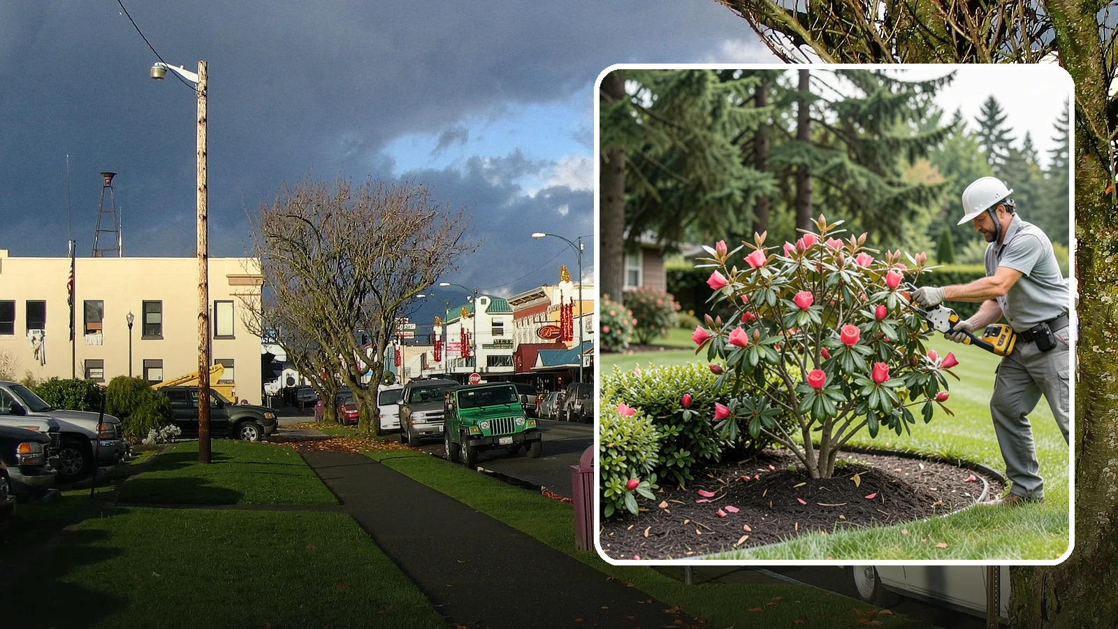 Camellia Pruning in Arlington, Snohomish County, WA - Post-bloom pruning of camellias to shape the canopy, remove deadwood, and protect the coming season's flower buds.