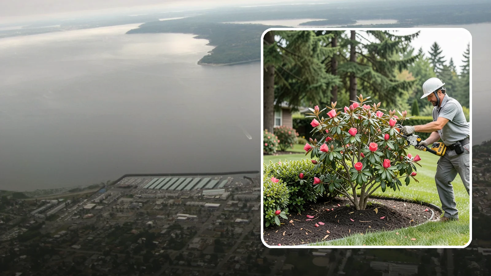 Camellia Pruning in Des Moines, King County, WA - Post-bloom pruning of camellias to shape the canopy, remove deadwood, and protect the coming season's flower buds.