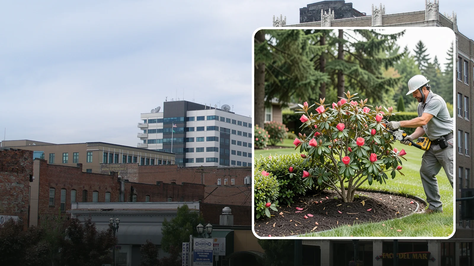 Camellia Pruning in Everett, Snohomish County, WA - Post-bloom pruning of camellias to shape the canopy, remove deadwood, and protect the coming season's flower buds.