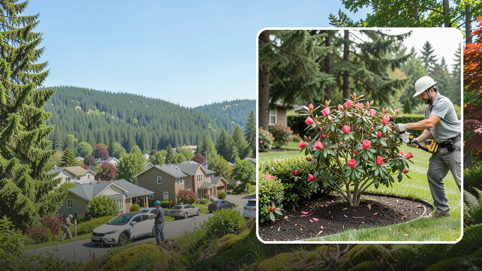 Camellia Pruning in Index, Snohomish County, WA - Post-bloom pruning of camellias to shape the canopy, remove deadwood, and protect the coming season's flower buds.