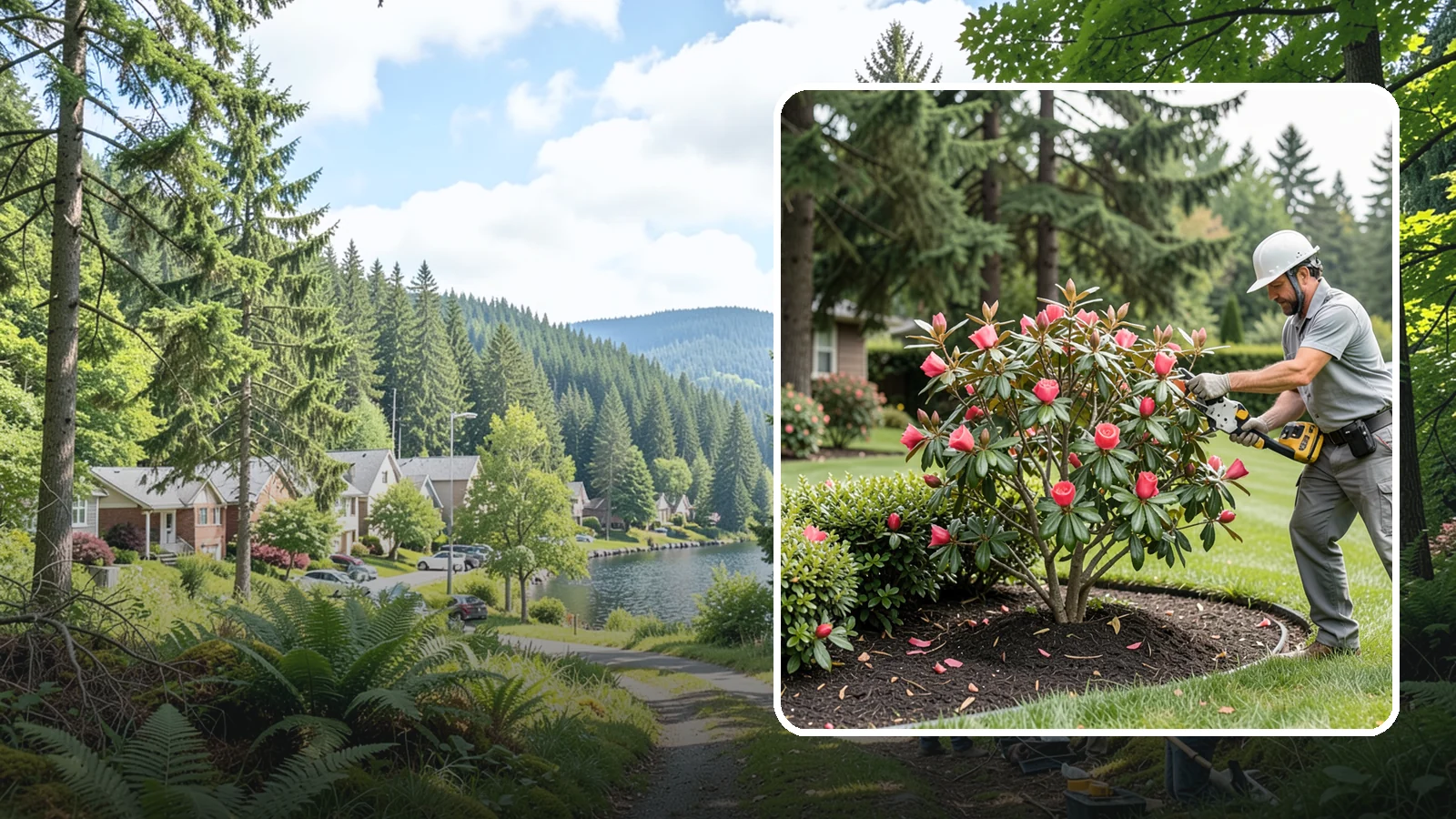 Camellia Pruning in Lake Forest Park, King County, WA - Post-bloom pruning of camellias to shape the canopy, remove deadwood, and protect the coming season's flower buds.