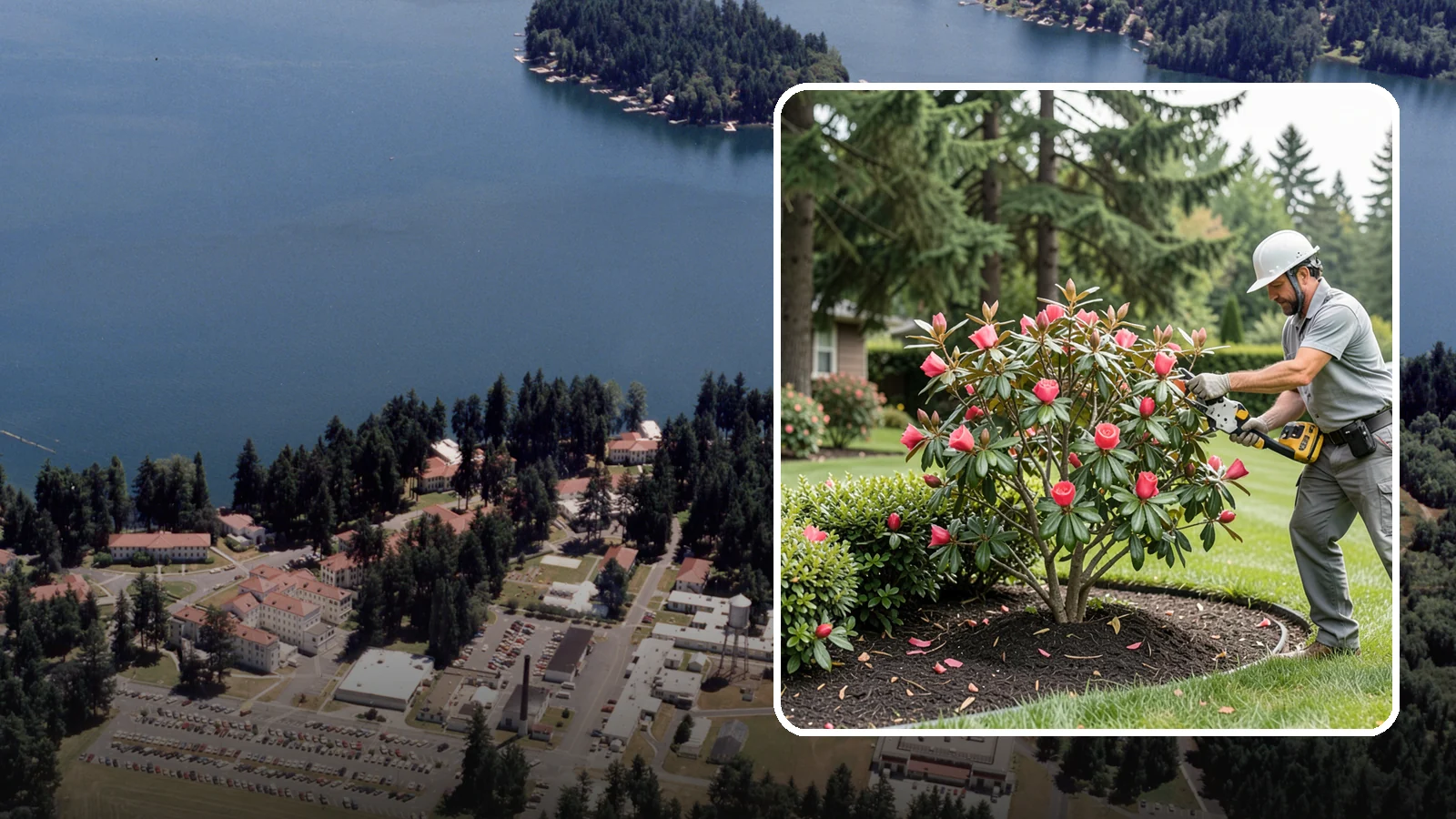 Camellia Pruning in Lakewood, Pierce County, WA - Post-bloom pruning of camellias to shape the canopy, remove deadwood, and protect the coming season's flower buds.