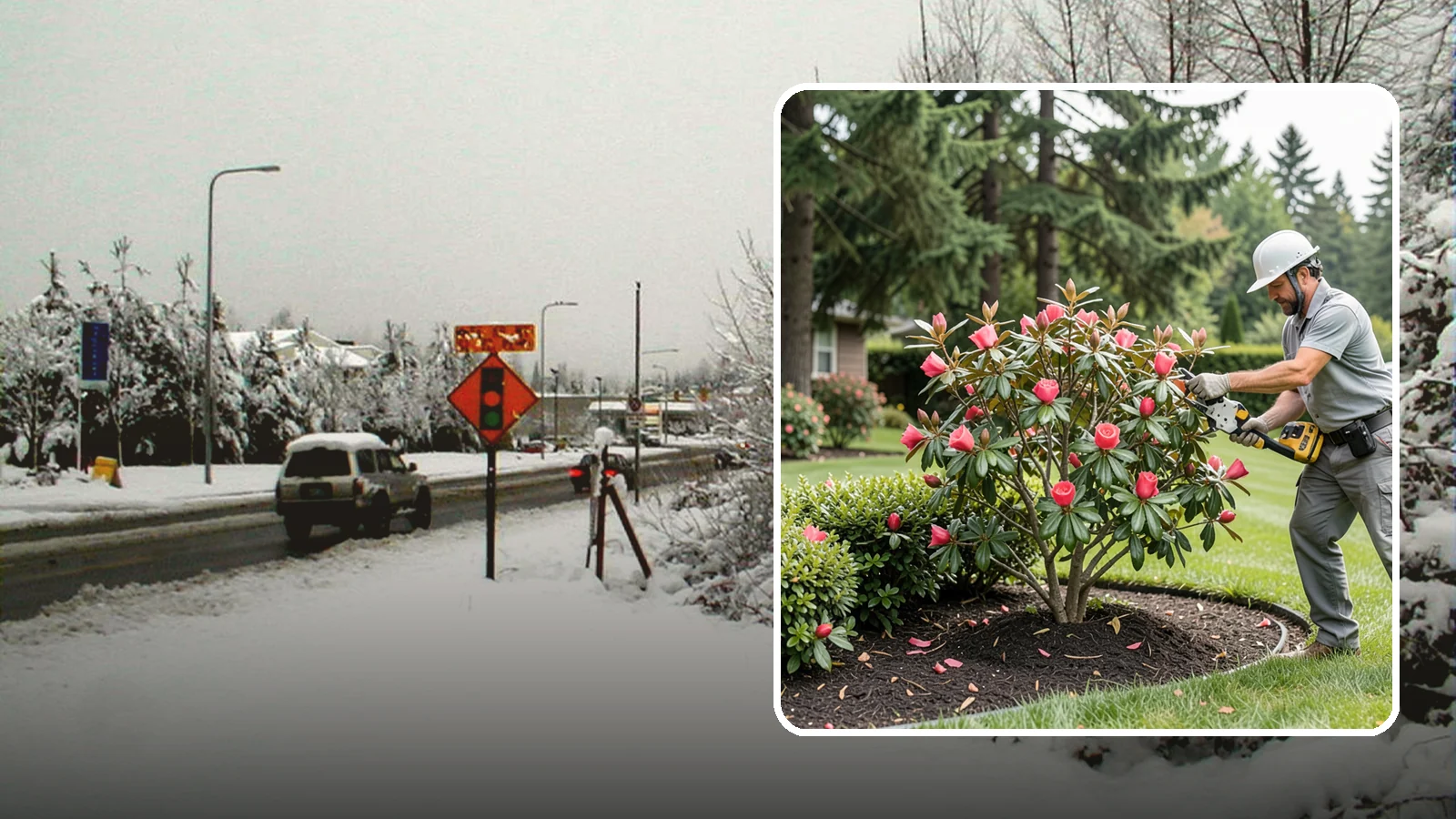 Camellia Pruning in Newcastle, King County, WA - Post-bloom pruning of camellias to shape the canopy, remove deadwood, and protect the coming season's flower buds.