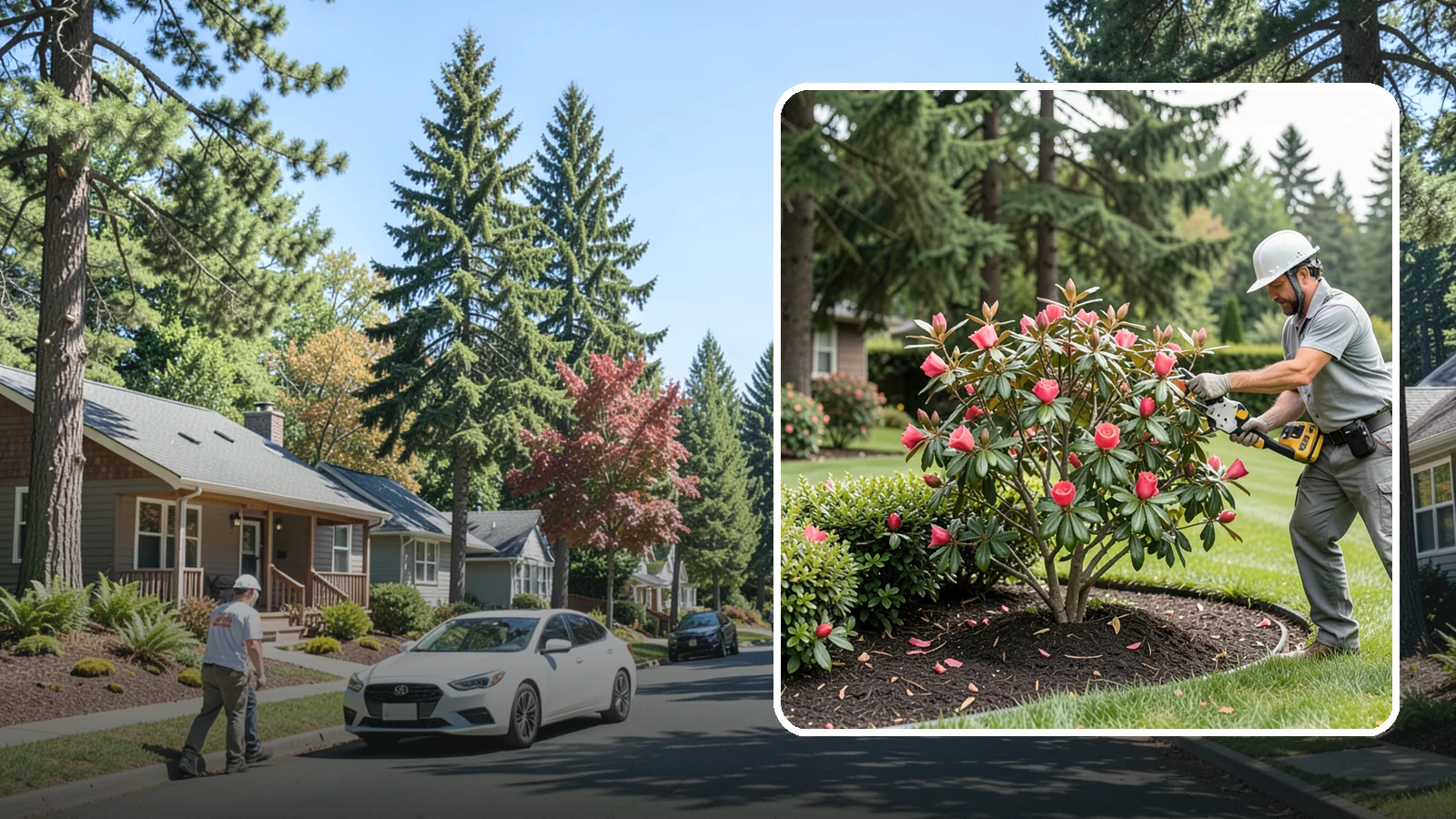 Camellia Pruning in Orting, Pierce County, WA - Post-bloom pruning of camellias to shape the canopy, remove deadwood, and protect the coming season's flower buds.