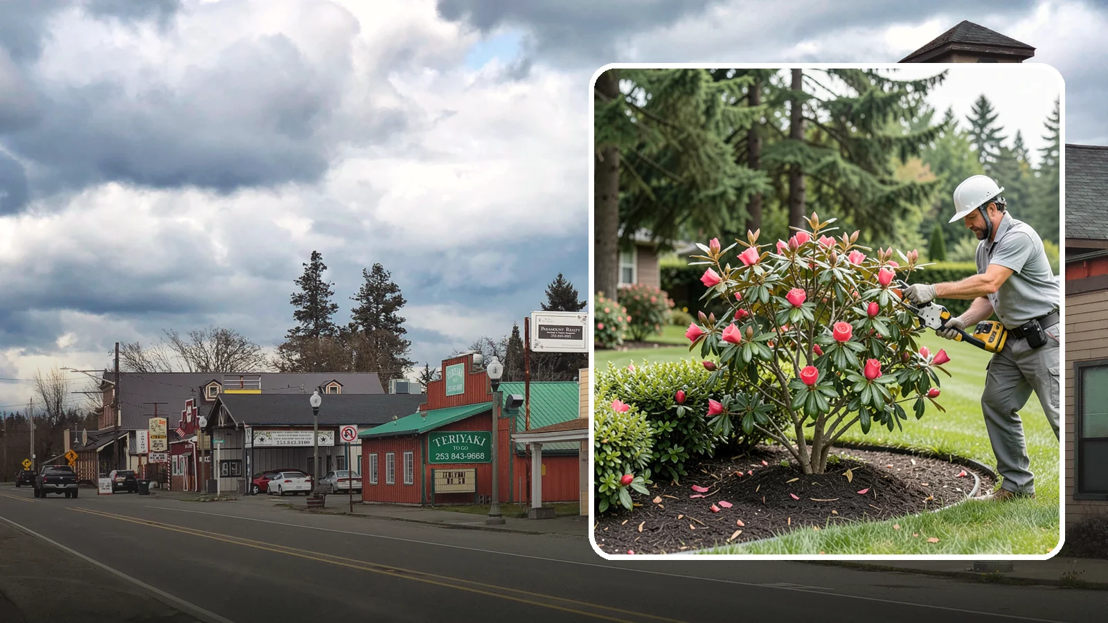 Camellia Pruning in Roy, Pierce County, WA - Post-bloom pruning of camellias to shape the canopy, remove deadwood, and protect the coming season's flower buds.