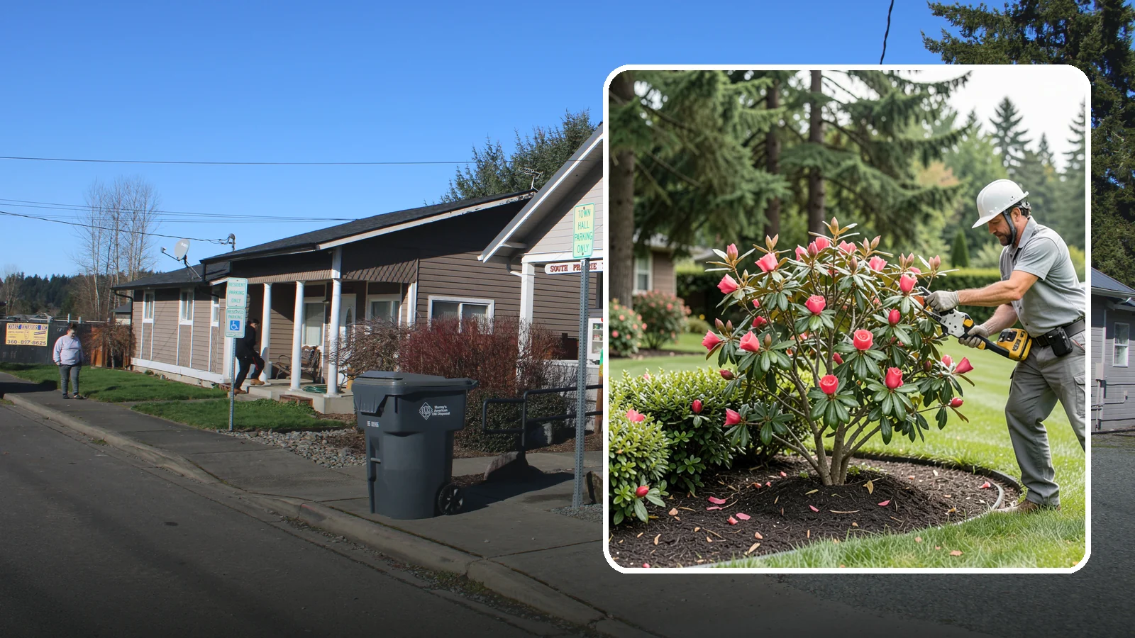 Camellia Pruning in South Prairie, Pierce County, WA - Post-bloom pruning of camellias to shape the canopy, remove deadwood, and protect the coming season's flower buds.