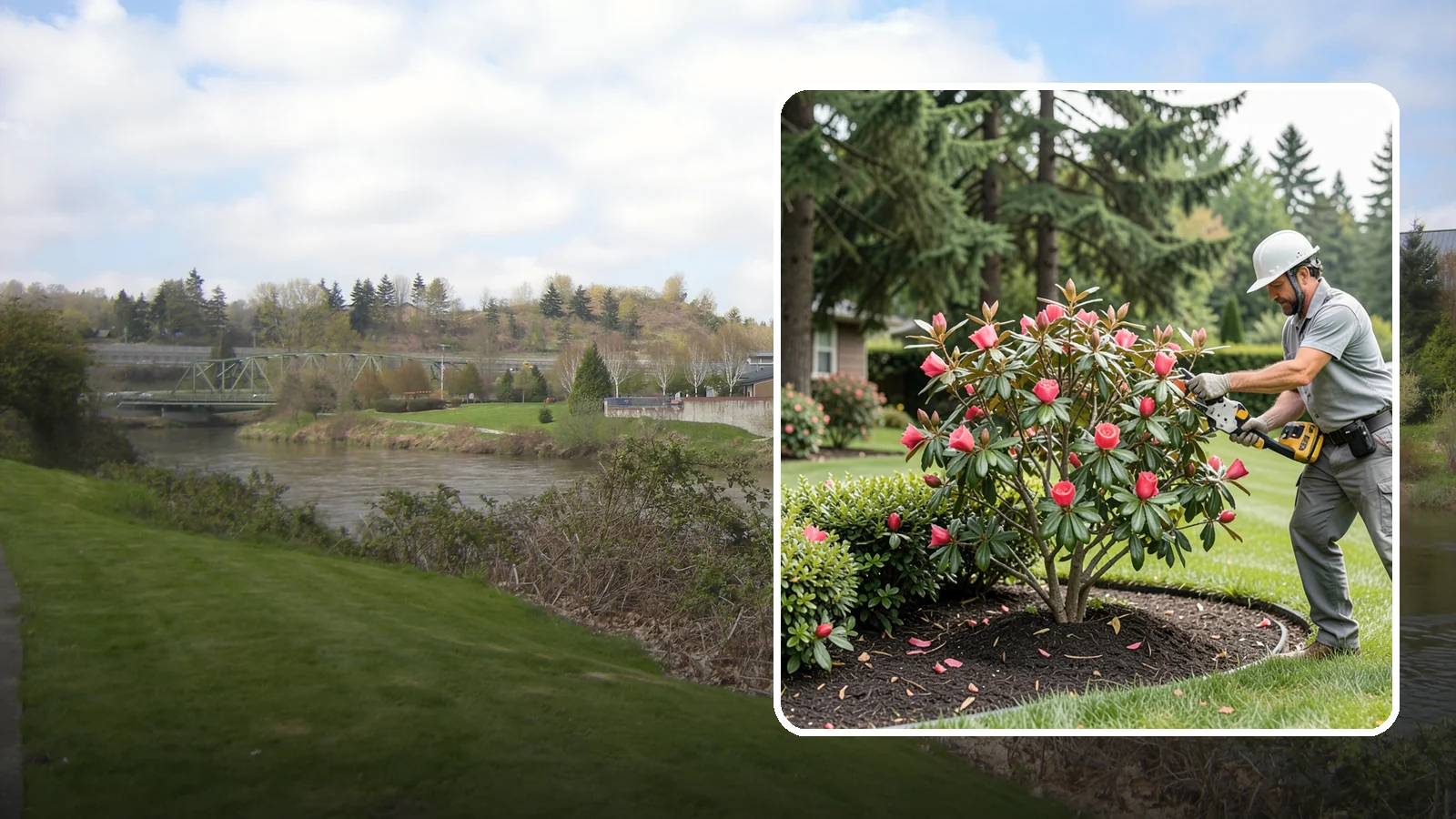 Camellia Pruning in Tukwila, King County, WA - Post-bloom pruning of camellias to shape the canopy, remove deadwood, and protect the coming season's flower buds.