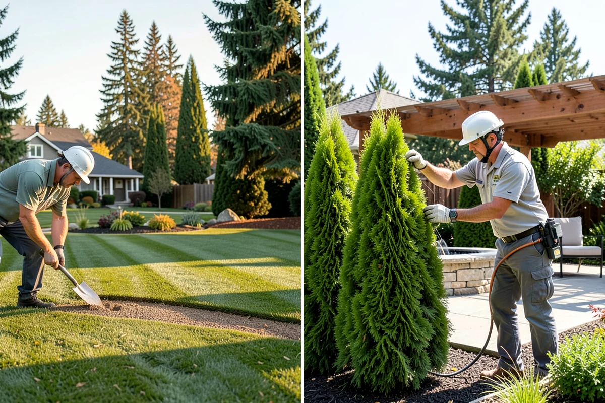 Cedar Mulch Installation in Arlington, Snohomish County, WA - Walk the property to measure bed square footage and note drainage and slope