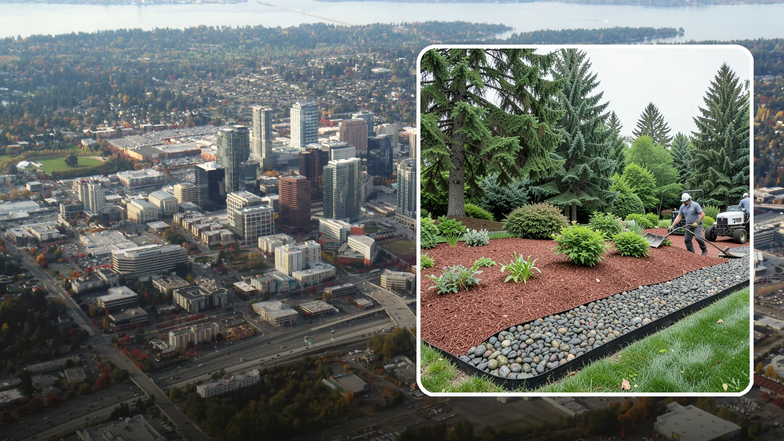 Cedar Mulch Installation in Bellevue, King County, WA - We install aromatic Western red cedar mulch that resists decay and keeps Puget Sound beds tidy through the wet season.