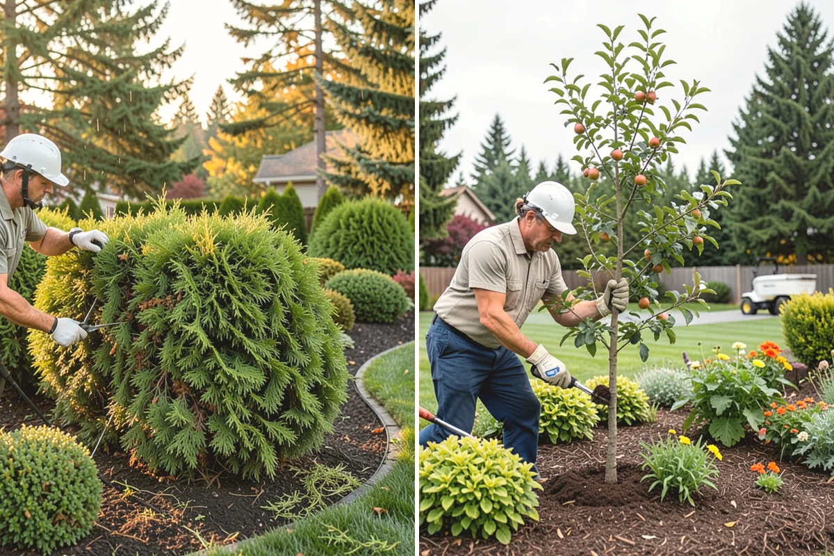 Cedar Mulch Installation in Black Diamond, King County, WA - Walk the property to measure bed square footage and note drainage and slope