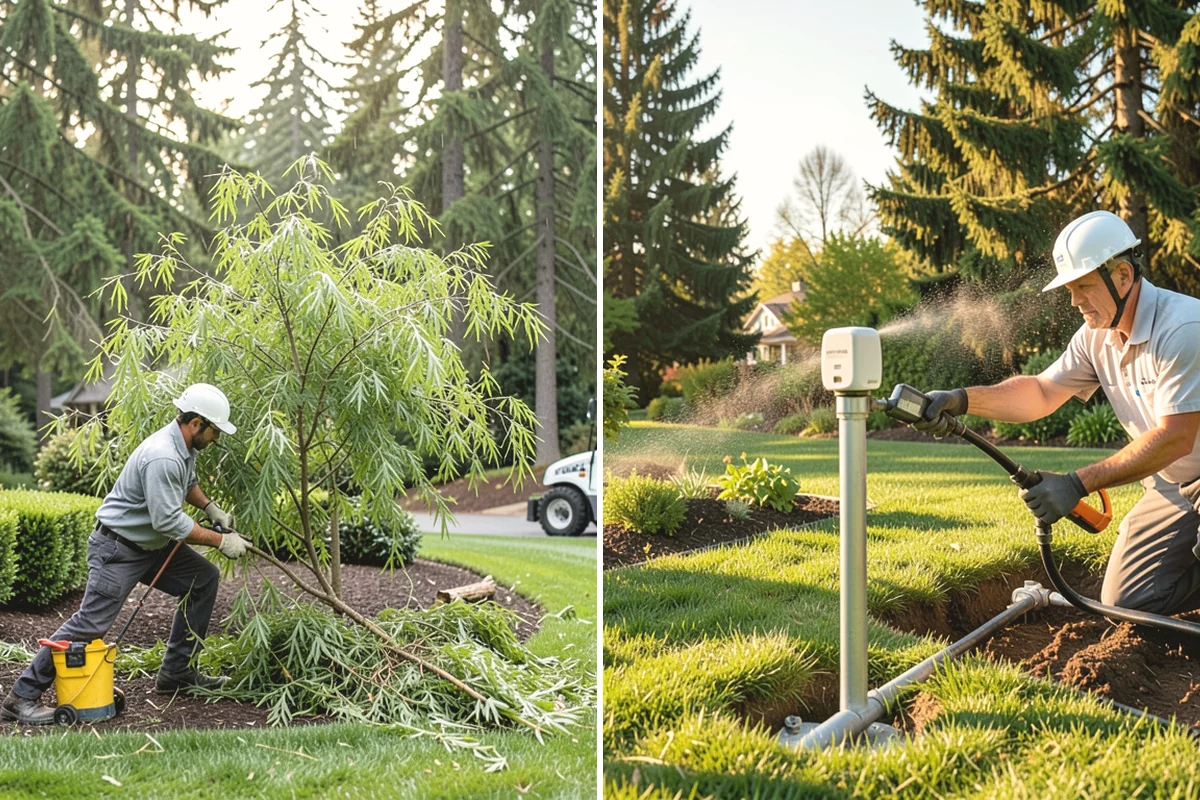 Cedar Mulch Installation in Carnation, King County, WA - Walk the property to measure bed square footage and note drainage and slope