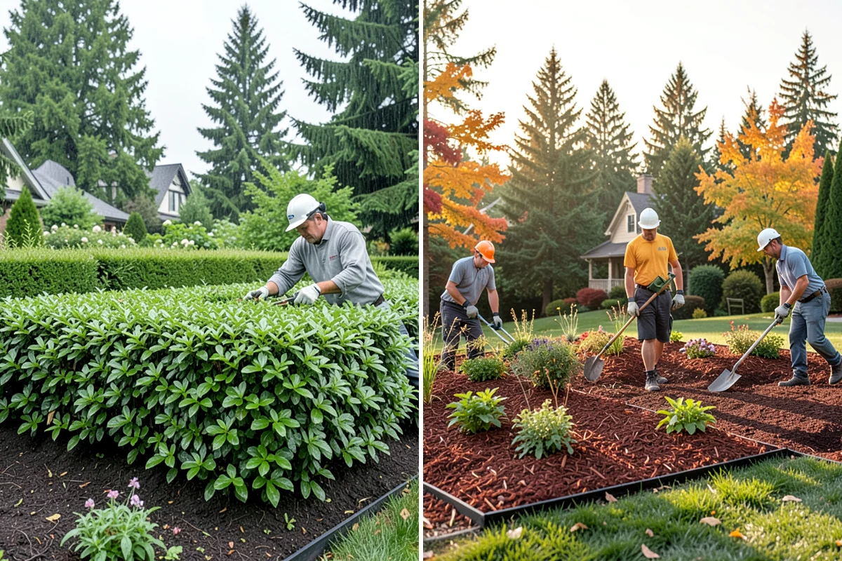 Cedar Mulch Installation in Clyde Hill, King County, WA - Walk the property to measure bed square footage and note drainage and slope
