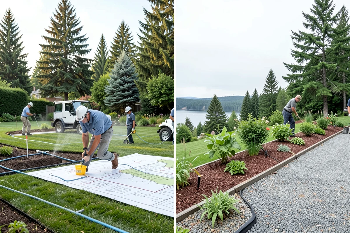 Cedar Mulch Installation in Concrete, Skagit County, WA - Walk the property to measure bed square footage and note drainage and slope