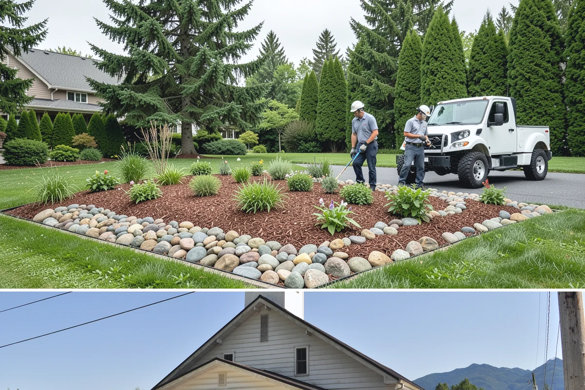 Cedar Mulch Installation in Concrete, Skagit County, WA - Cedar is best refreshed in early spring before growth flushes or in fall to armor beds against winter rains, both ideal in our...