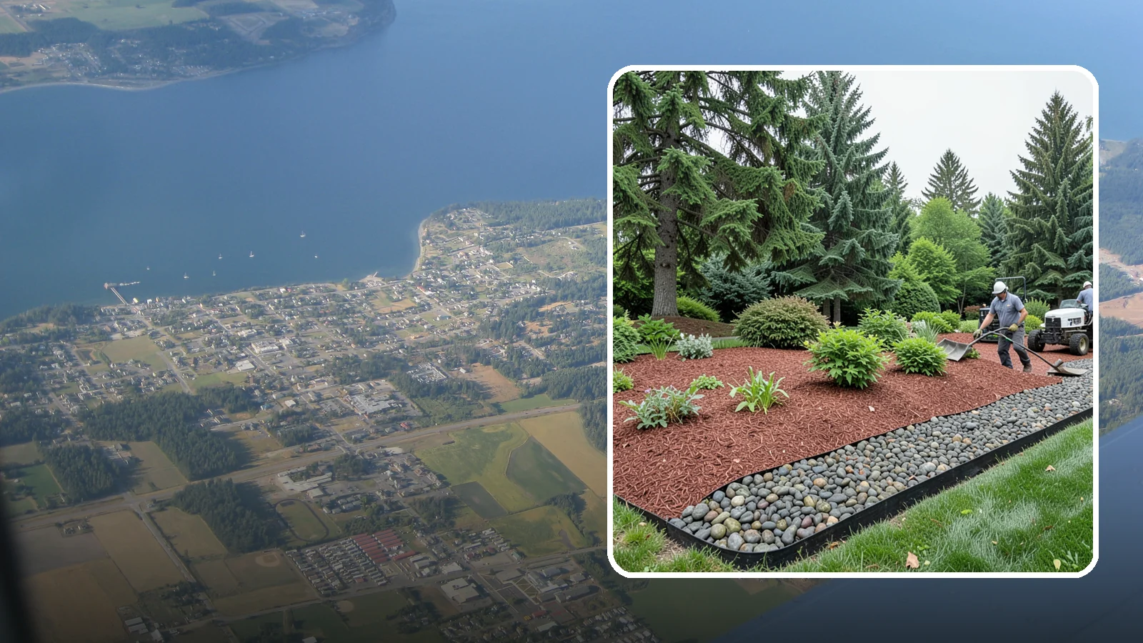Cedar Mulch Installation in Coupeville, Island County, WA - We install aromatic Western red cedar mulch that resists decay and keeps Puget Sound beds tidy through the wet season.