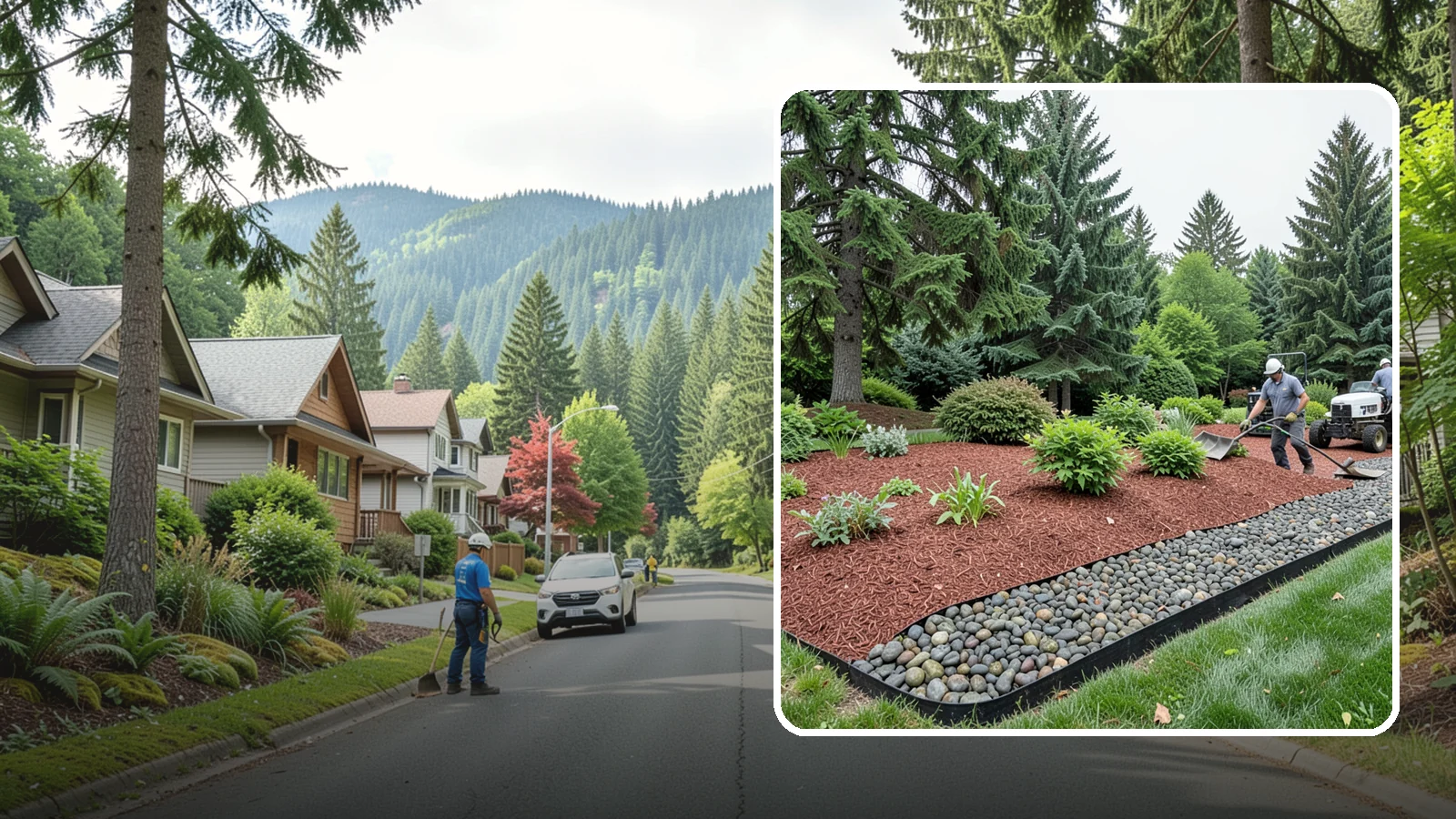 Cedar Mulch Installation in Darrington, Snohomish County, WA - We install aromatic Western red cedar mulch that resists decay and keeps Puget Sound beds tidy through the wet season.