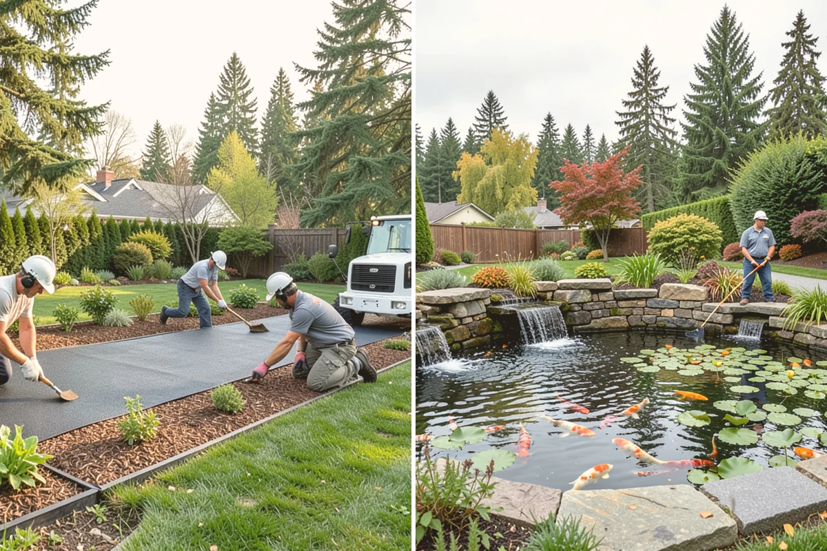 Cedar Mulch Installation in Fife, Pierce County, WA - Walk the property to measure bed square footage and note drainage and slope