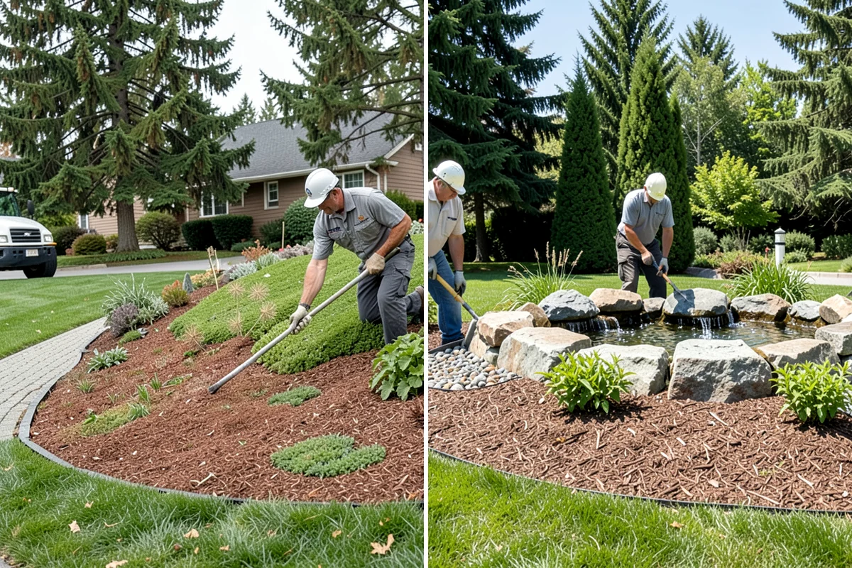 Cedar Mulch Installation in Gig Harbor, Pierce County, WA - Walk the property to measure bed square footage and note drainage and slope