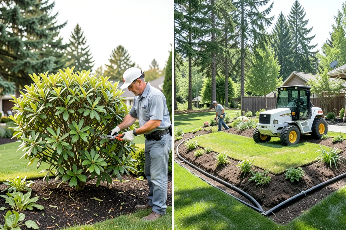 Cedar Mulch Installation in Kenmore, King County, WA - Walk the property to measure bed square footage and note drainage and slope