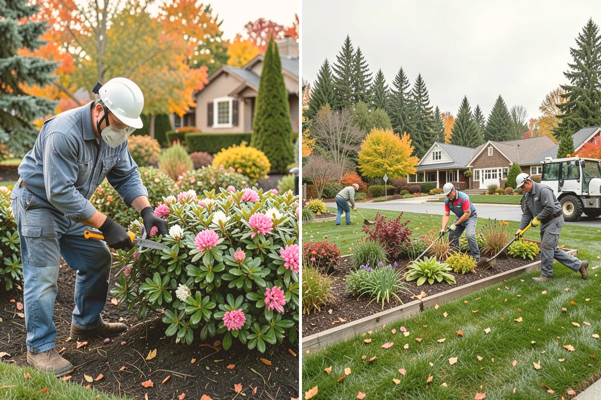 Cedar Mulch Installation in Kent, King County, WA - Walk the property to measure bed square footage and note drainage and slope