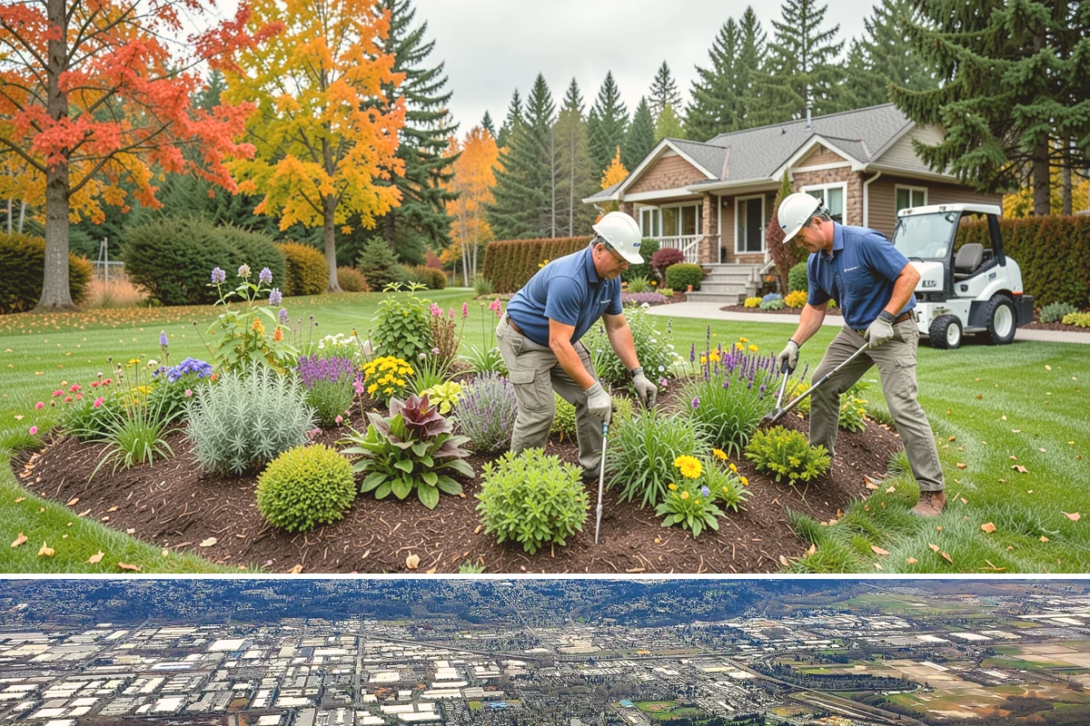 Cedar Mulch Installation in Kent, King County, WA - Cedar is best refreshed in early spring before growth flushes or in fall to armor beds against winter rains, both ideal in our...
