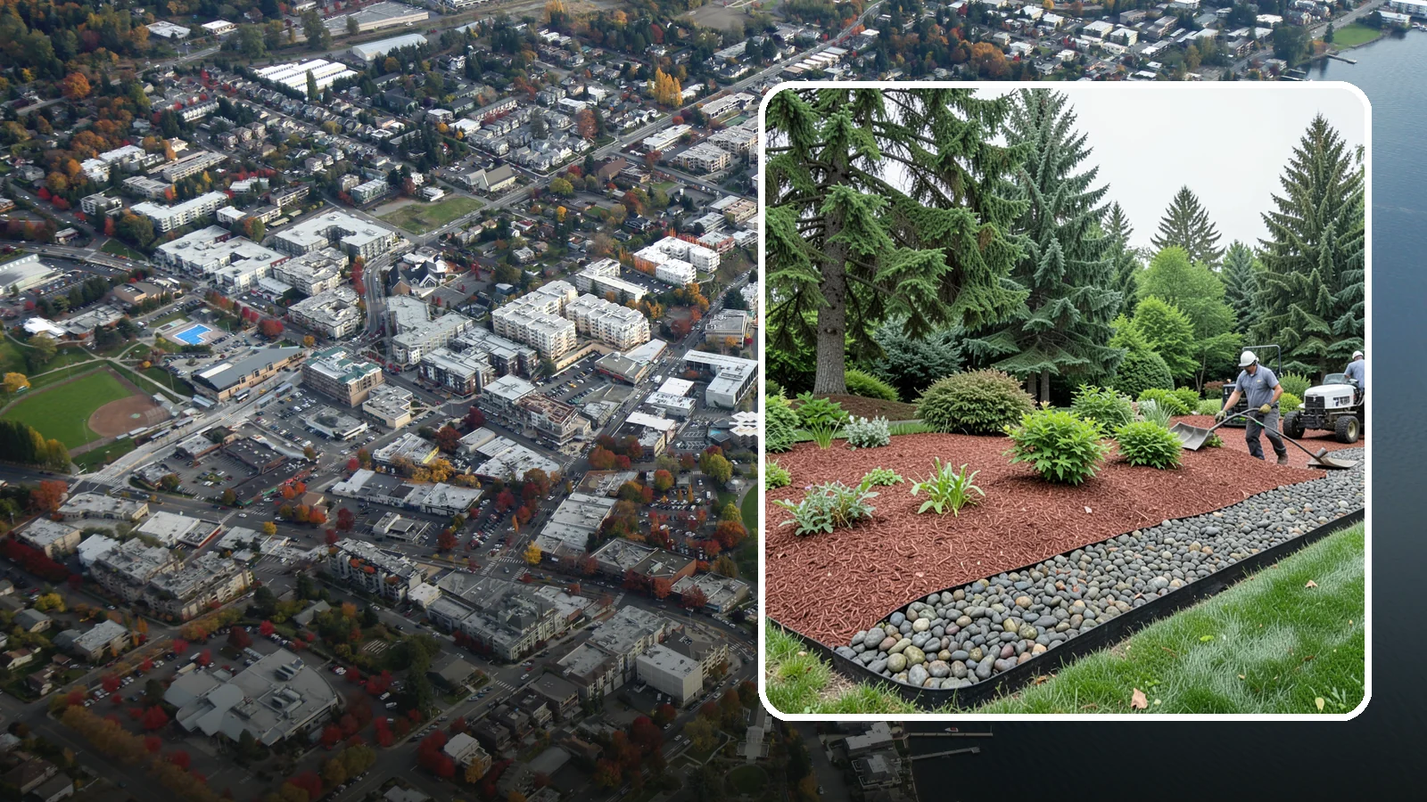 Cedar Mulch Installation in Kirkland, King County, WA - We install aromatic Western red cedar mulch that resists decay and keeps Puget Sound beds tidy through the wet season.
