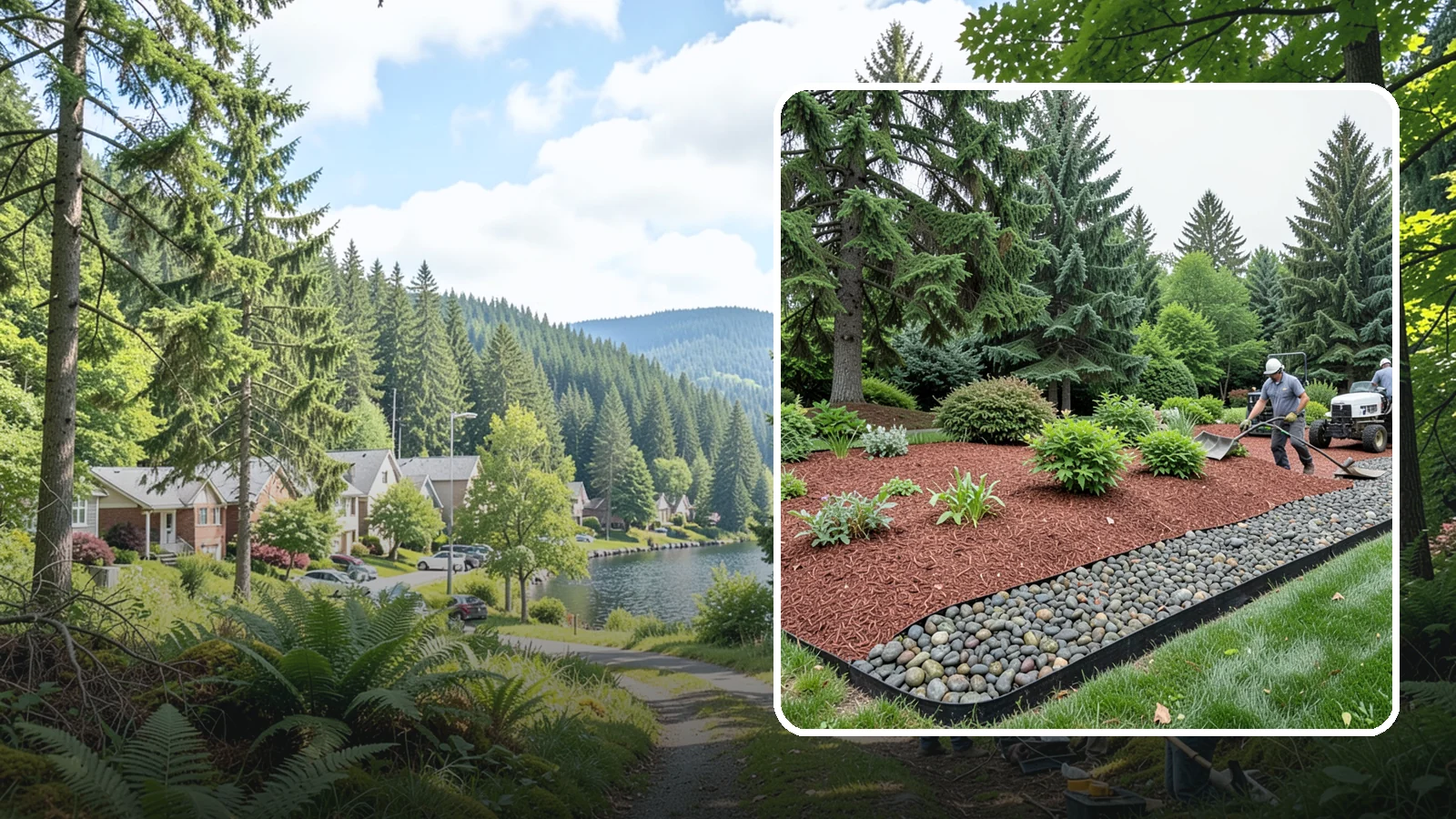 Cedar Mulch Installation in Lake Forest Park, King County, WA - We install aromatic Western red cedar mulch that resists decay and keeps Puget Sound beds tidy through the wet season.