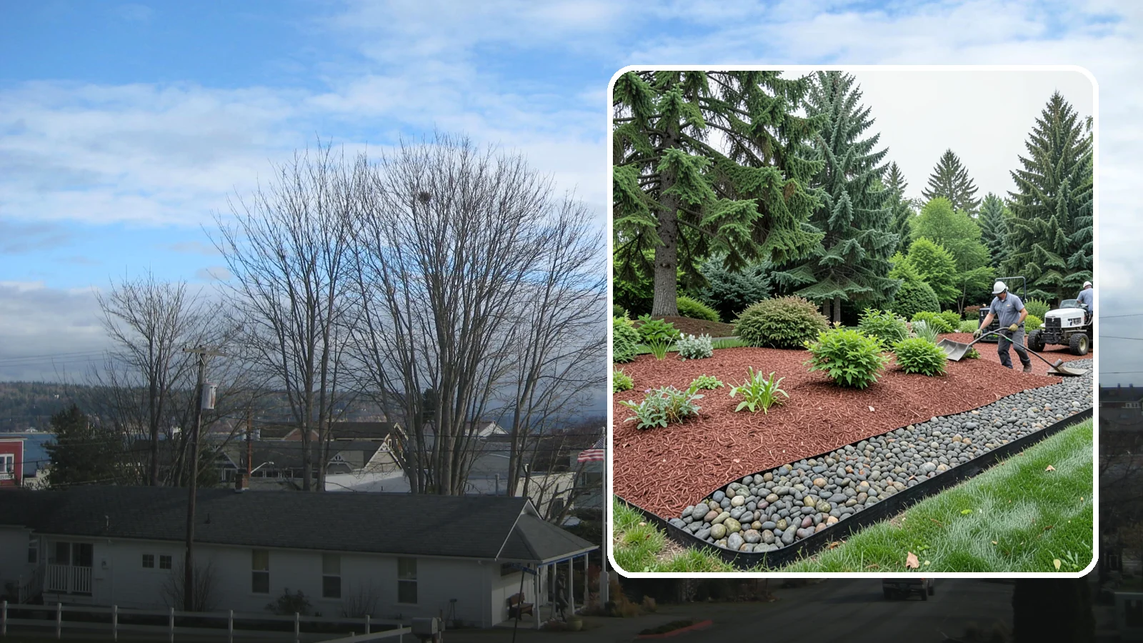Cedar Mulch Installation in Langley, Island County, WA - We install aromatic Western red cedar mulch that resists decay and keeps Puget Sound beds tidy through the wet season.