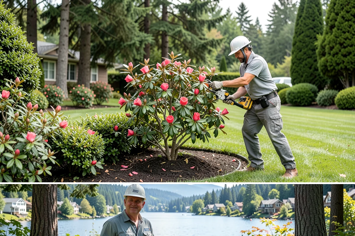 Cedar Mulch Installation in Milton, King County, WA - Cedar is best refreshed in early spring before growth flushes or in fall to armor beds against winter rains, both ideal in our...