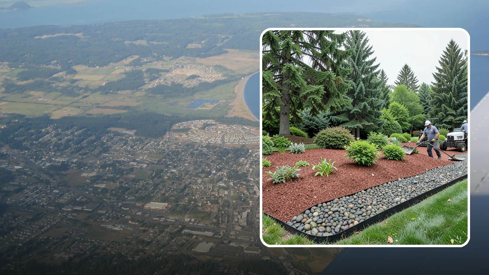 Cedar Mulch Installation in Oak Harbor, Island County, WA - We install aromatic Western red cedar mulch that resists decay and keeps Puget Sound beds tidy through the wet season.