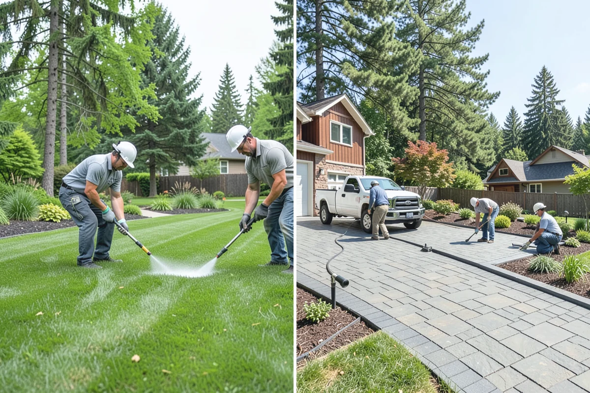 Cedar Mulch Installation in Roy, Pierce County, WA - Walk the property to measure bed square footage and note drainage and slope