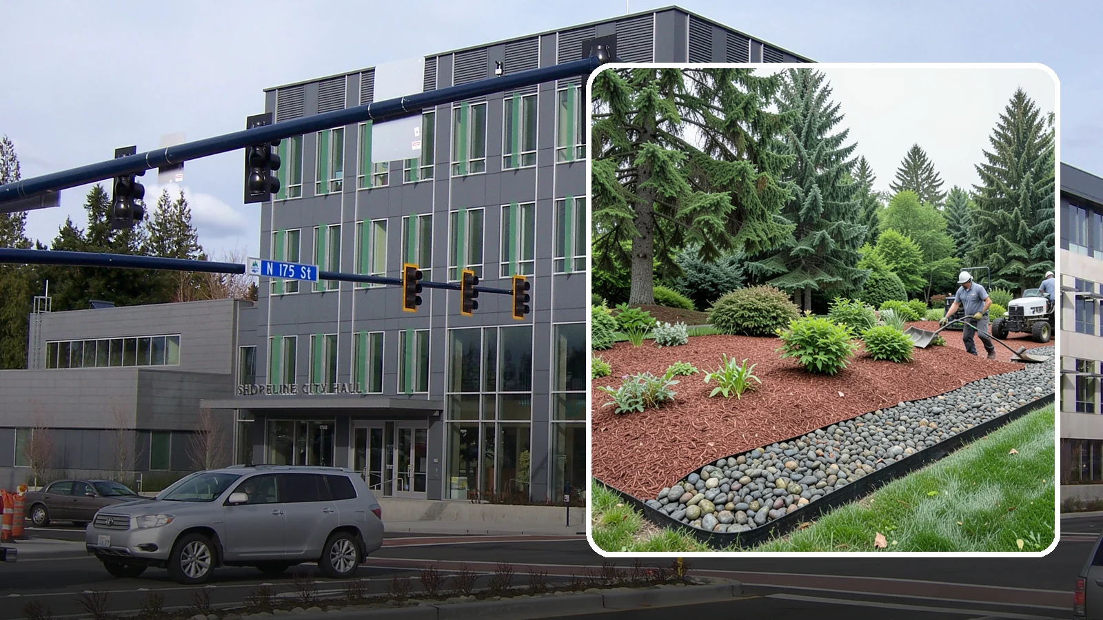 Cedar Mulch Installation in Shoreline, King County, WA - We install aromatic Western red cedar mulch that resists decay and keeps Puget Sound beds tidy through the wet season.