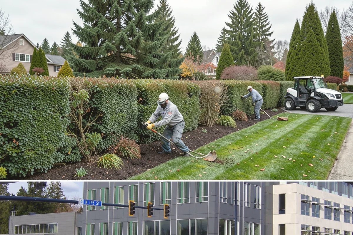Cedar Mulch Installation in Shoreline, King County, WA - Cedar is best refreshed in early spring before growth flushes or in fall to armor beds against winter rains, both ideal in our...