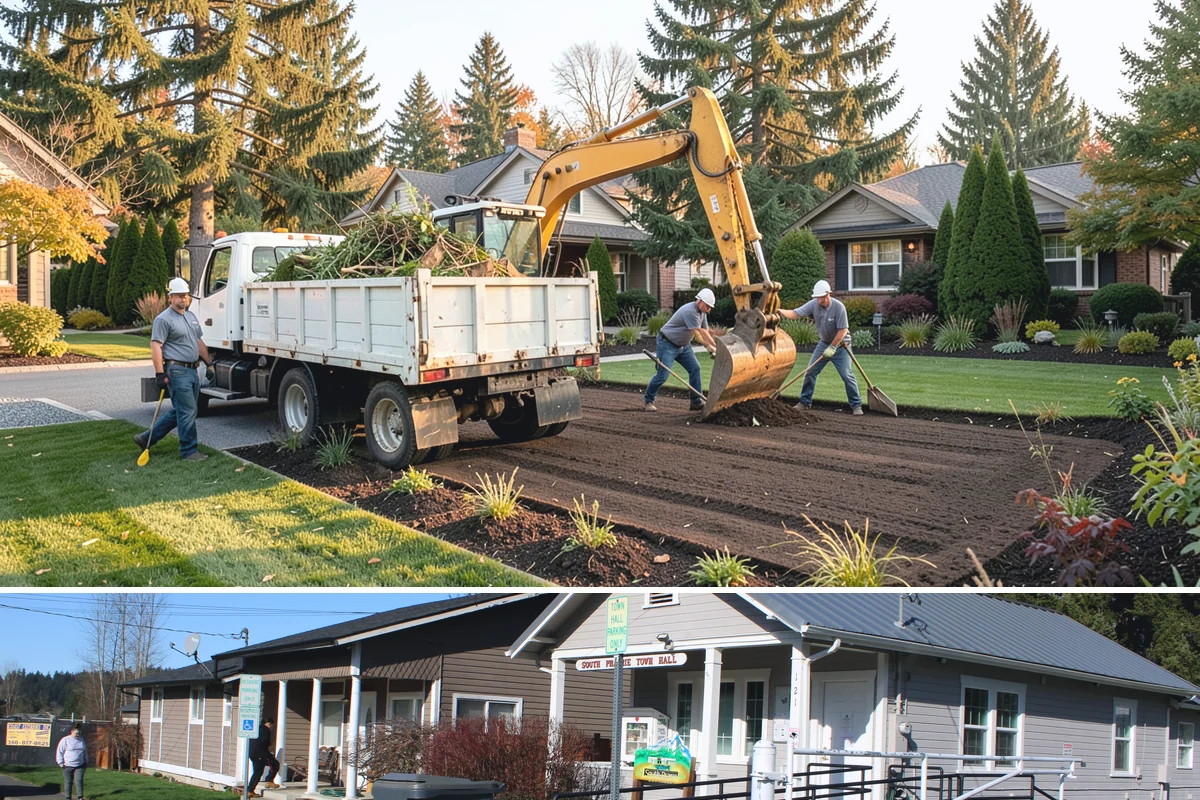 Cedar Mulch Installation in South Prairie, Pierce County, WA - Cedar is best refreshed in early spring before growth flushes or in fall to armor beds against winter rains, both ideal in our...