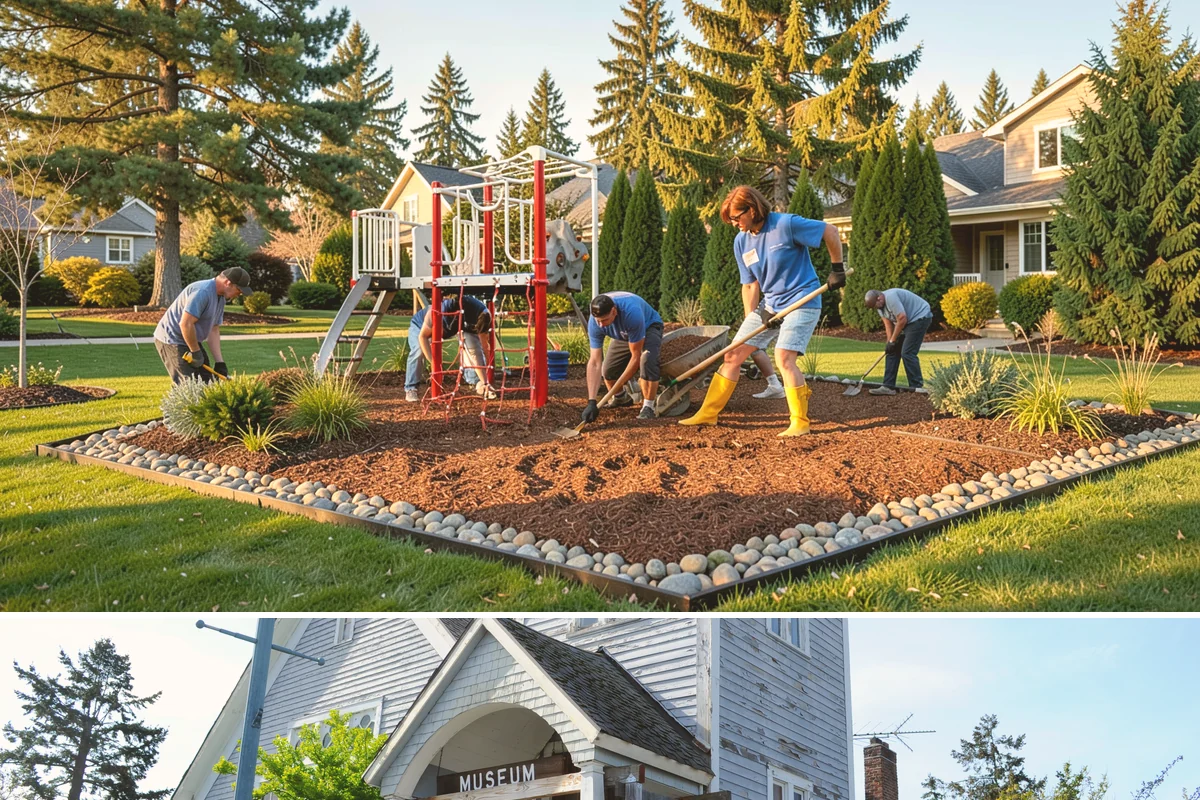 Cedar Mulch Installation in Steilacoom, Pierce County, WA - Cedar is best refreshed in early spring before growth flushes or in fall to armor beds against winter rains, both ideal in our...