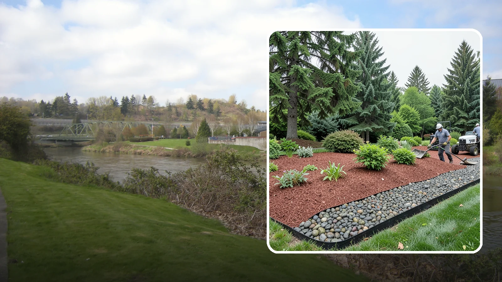 Cedar Mulch Installation in Tukwila, King County, WA - We install aromatic Western red cedar mulch that resists decay and keeps Puget Sound beds tidy through the wet season.