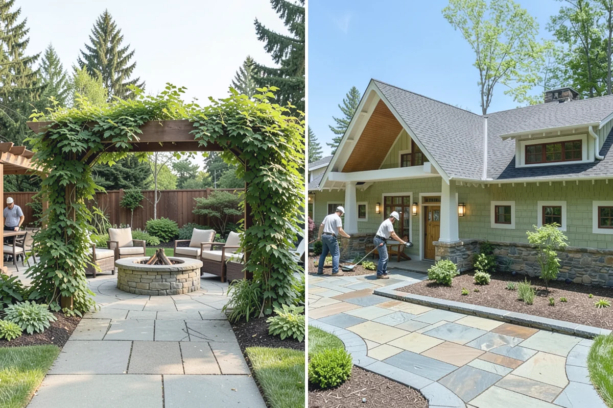 Cedar Mulch Installation in Wilkeson, Pierce County, WA - Walk the property to measure bed square footage and note drainage and slope