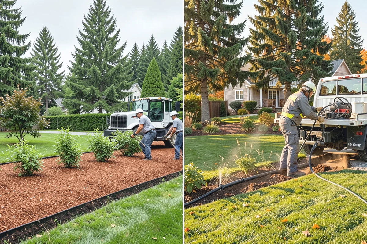Cedar Mulch Installation in Woodinville, King County, WA - Walk the property to measure bed square footage and note drainage and slope