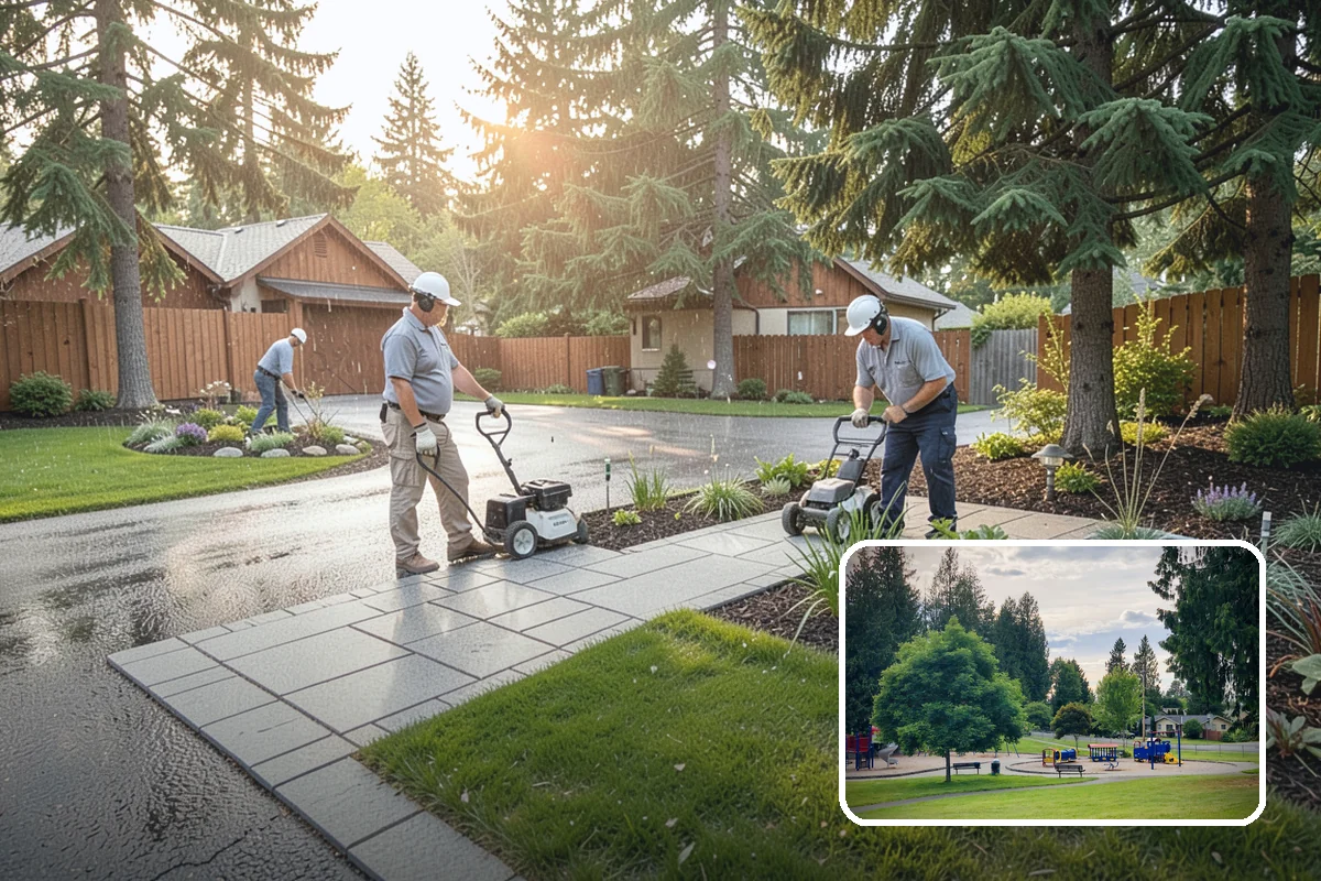 Channel Drain Installation in Bonney Lake, Pierce County, WA - Intercepts sheet flow across wide paved surfaces