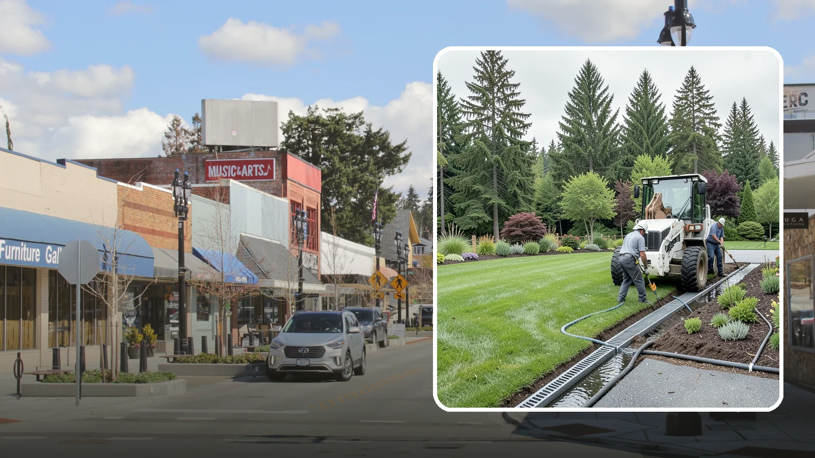 Channel Drain Installation in Bothell, King County, WA - We install linear channel drains across driveways, patios, and hardscapes to capture surface sheet flow before it pools on paved...