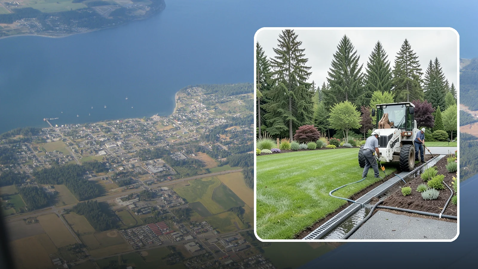Channel Drain Installation in Coupeville, Island County, WA - We install linear channel drains across driveways, patios, and hardscapes to capture surface sheet flow before it pools on paved...