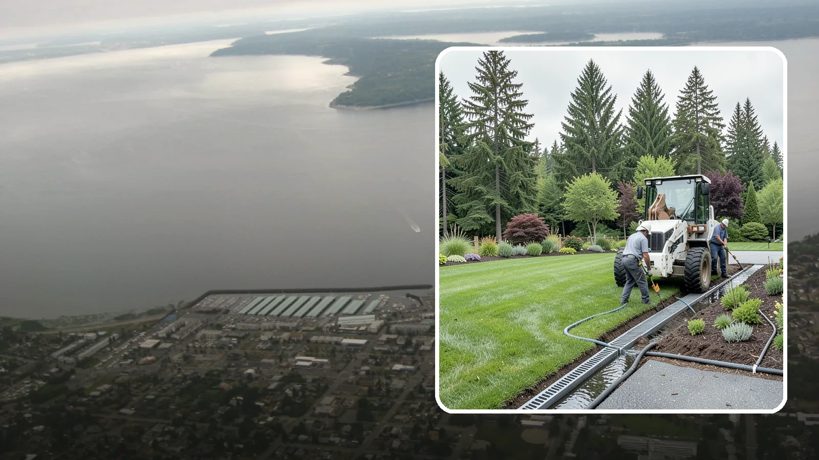 Channel Drain Installation in Des Moines, King County, WA - We install linear channel drains across driveways, patios, and hardscapes to capture surface sheet flow before it pools on paved...