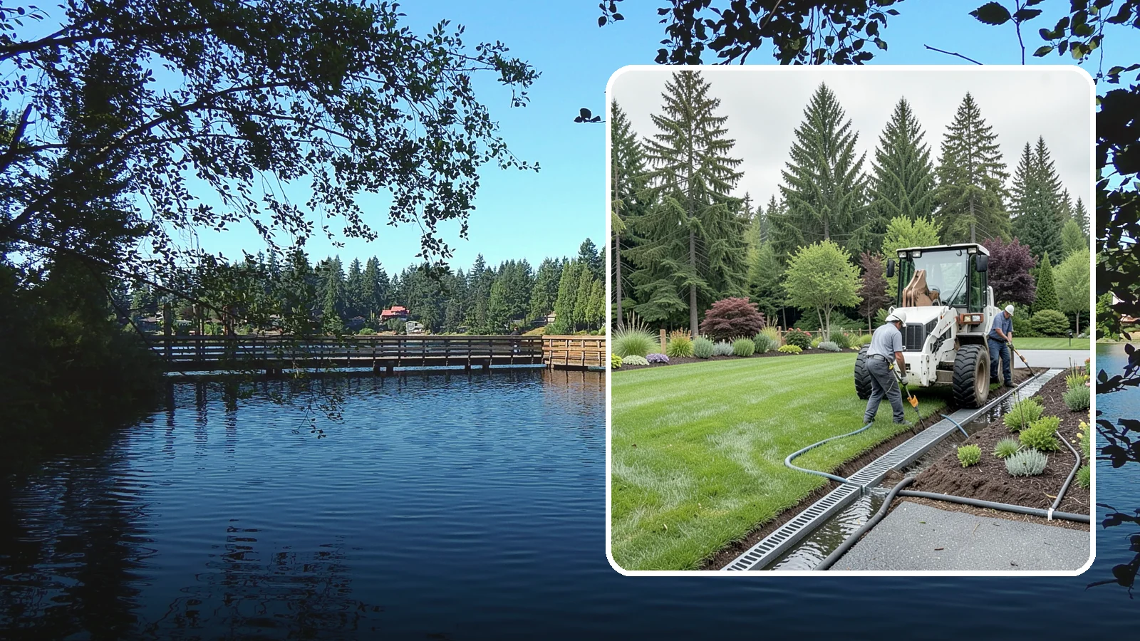 Channel Drain Installation in Federal Way, King County, WA - We install linear channel drains across driveways, patios, and hardscapes to capture surface sheet flow before it pools on paved...