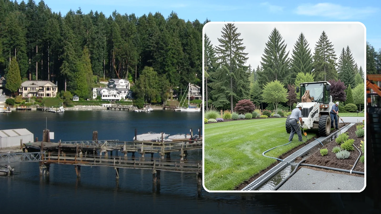 Channel Drain Installation in Gig Harbor, Pierce County, WA - We install linear channel drains across driveways, patios, and hardscapes to capture surface sheet flow before it pools on paved...