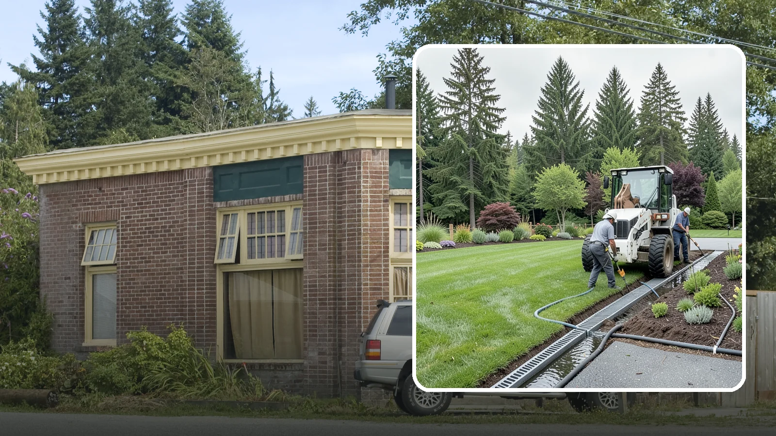 Channel Drain Installation in Hamilton, Skagit County, WA - We install linear channel drains across driveways, patios, and hardscapes to capture surface sheet flow before it pools on paved...